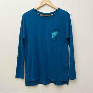 Nike Women’s Blue Cotton Long Sleeve T-Shirt